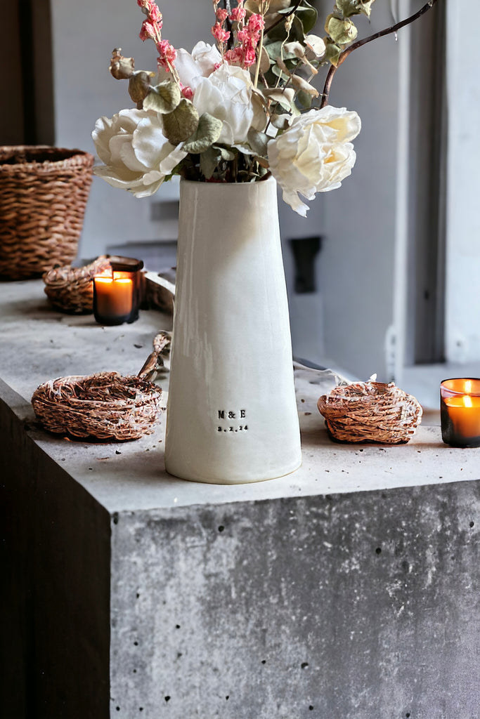 housewarming couple gift personalized handmade ceramic vase custom flower vase for wedding gift anniversary gift personalized vase