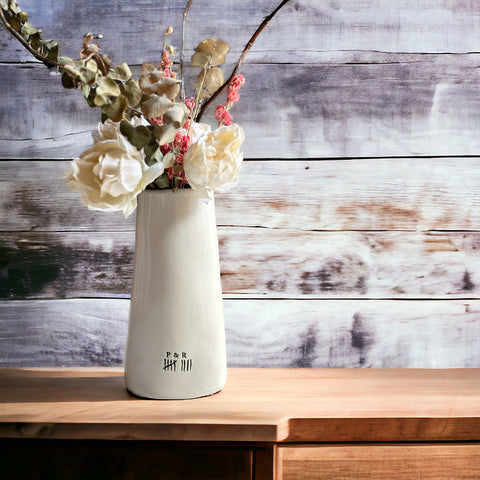 White vase with Always Only You and a personalized Date added