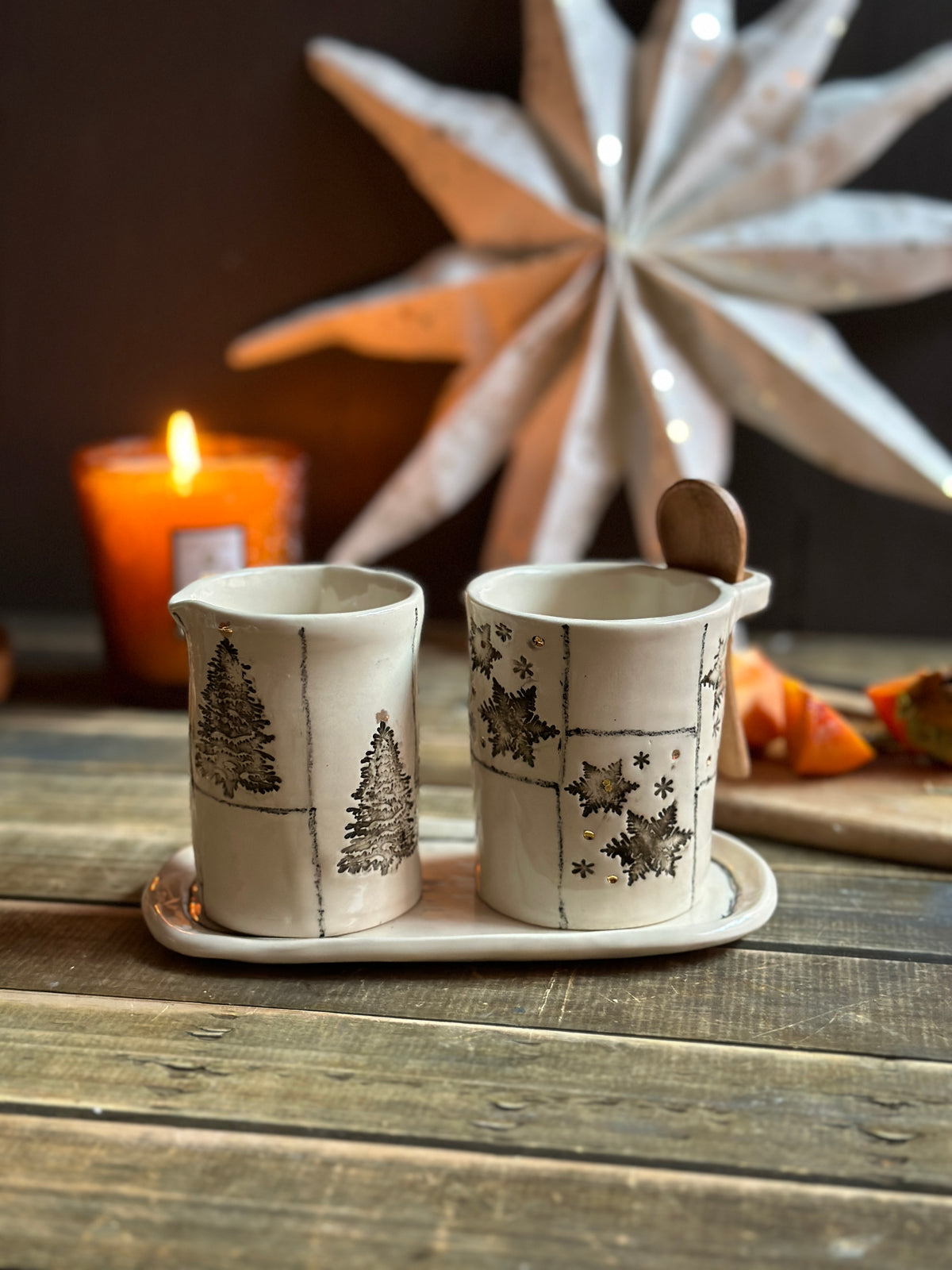 Cinder Ceramics outlet Crown Cream and Sugar Set