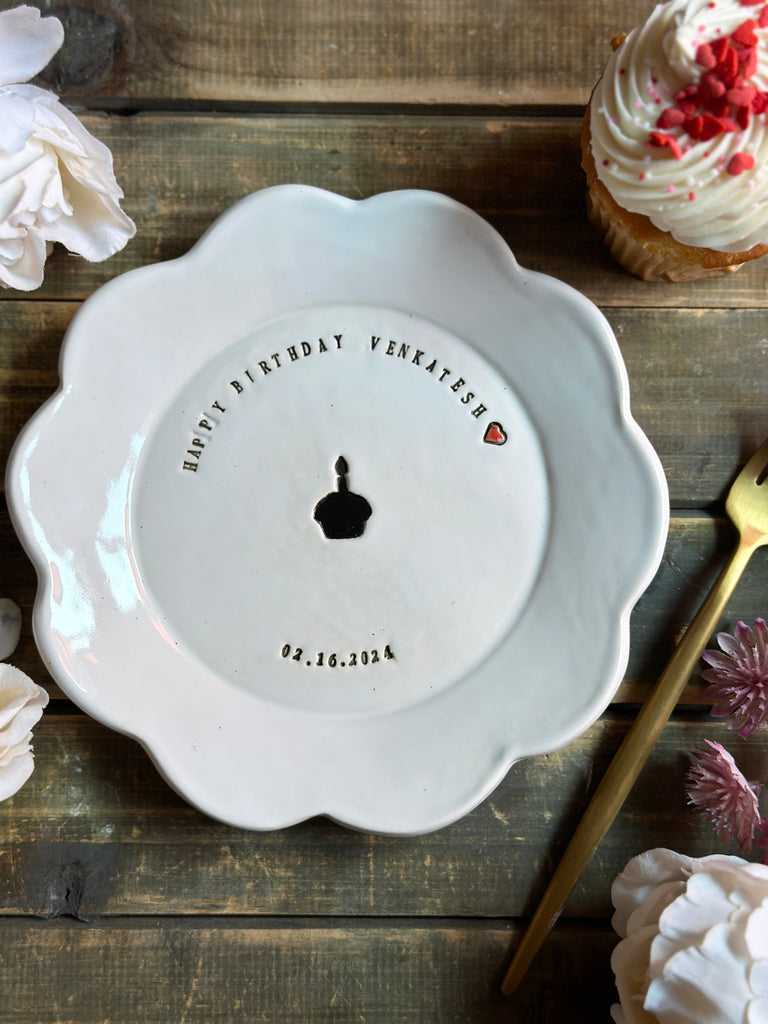 Pottery Pie Plate PERSONALIZED BIRTHDAY PLATE – Cinder Ceramics LLC